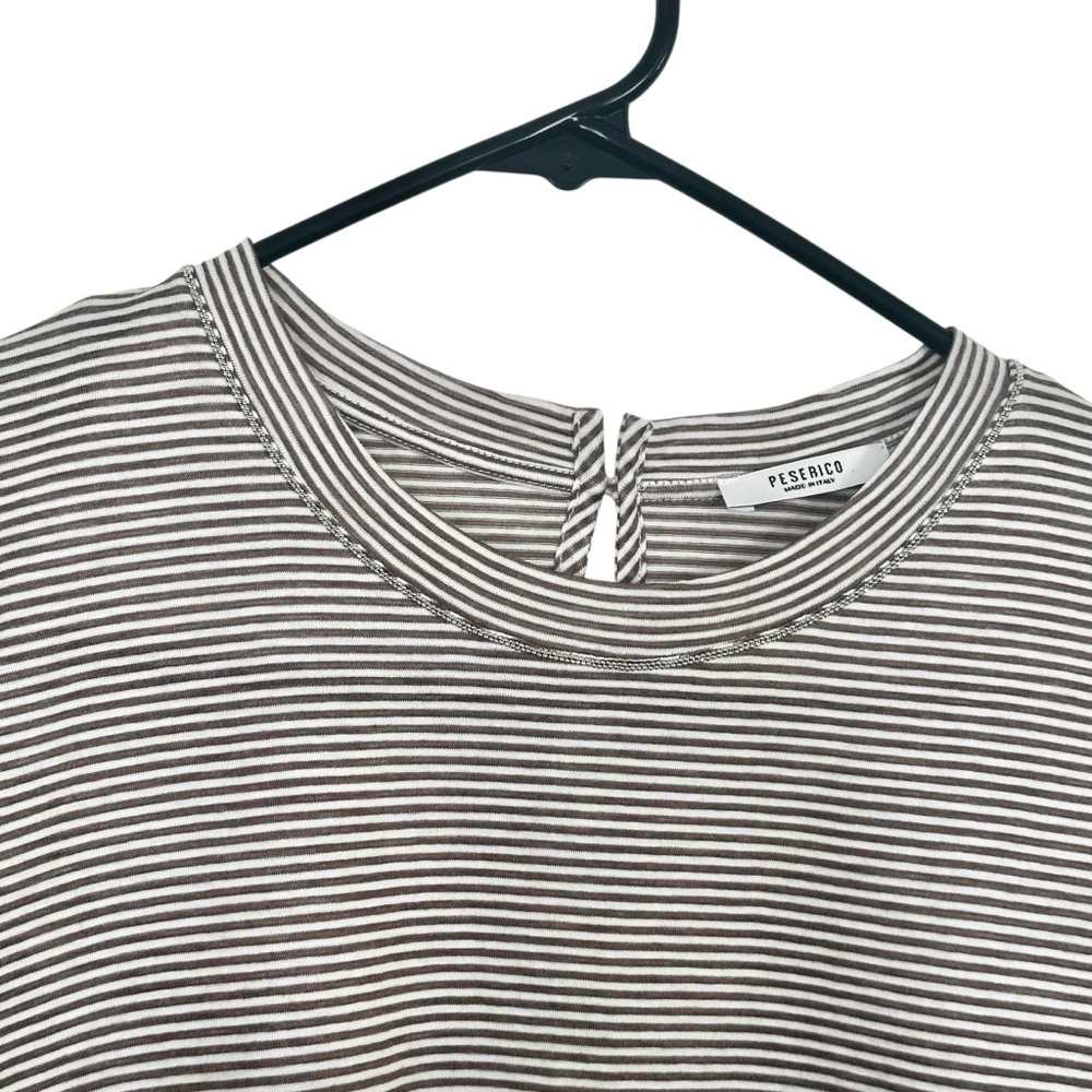 Peserico Striped Cotton T-Shirt Size 42 12US XXL - Picture 2 of 8